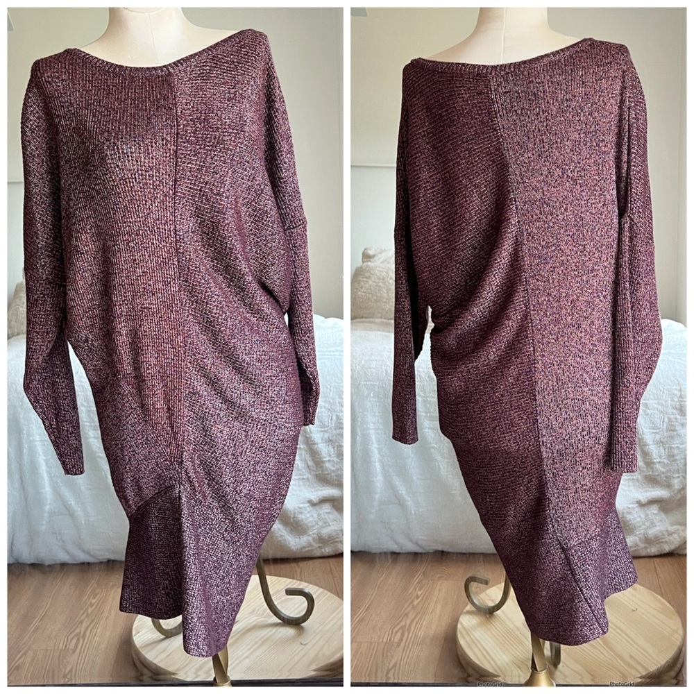 Zara Knit Asymmetrical Tunic Dress Shimmer Size Small